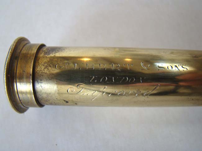 A Napoleonic period (circa 1810-1815) Royal Horse Artillery Officers' Three-draw Telescope by Gilbert & Sons, London, owned by Lt.   Fuller — image 5
